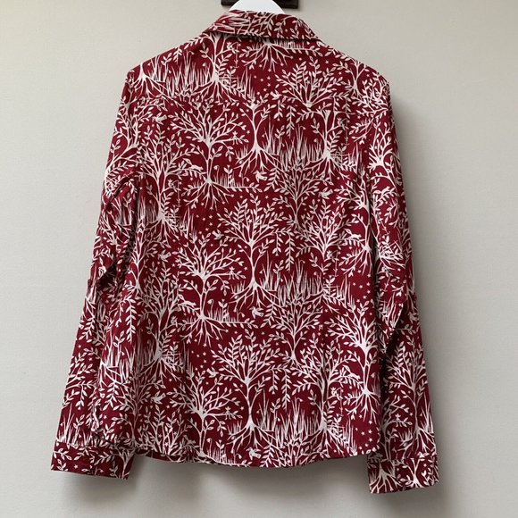 Seasalt Larissa Shirt Size UK 10 Red Long Sleeves Cotton Tree Woodland - Picture 3 of 12